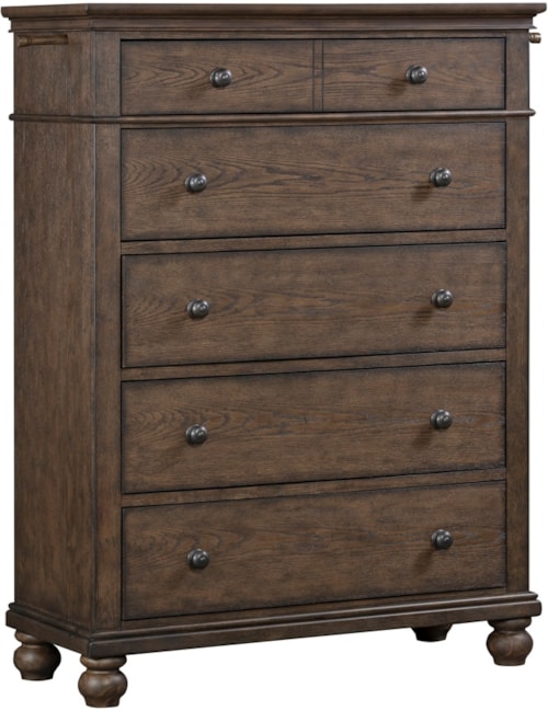Traditional 5-Drawer Chest with Pullout Valet Rods