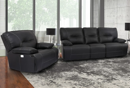 Casual Power Reclining Sofa and Recliner Set with Power Headrests