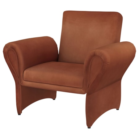 Liana Roll Arm Accent Armchair Rust Orange