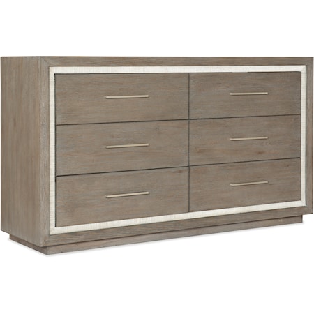 Casual 6-Drawer Dresser with Felt Lined Drawers and Soft-Close Guides