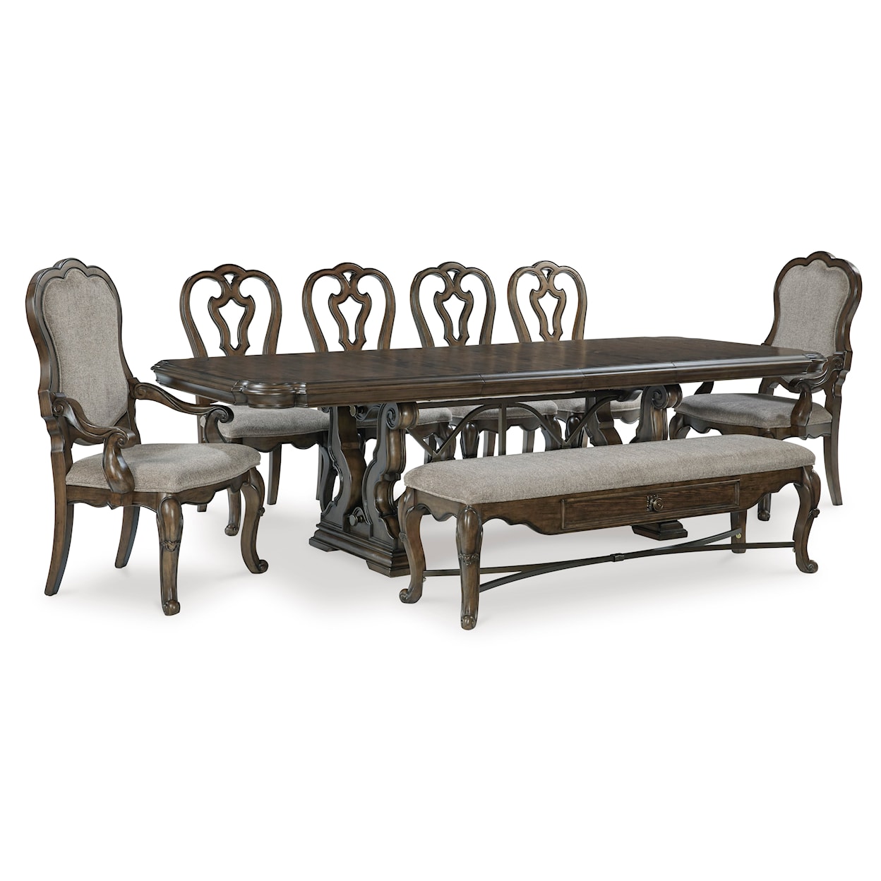 Ashley Signature Design Maylee 8-Piece Dining Set with Bench