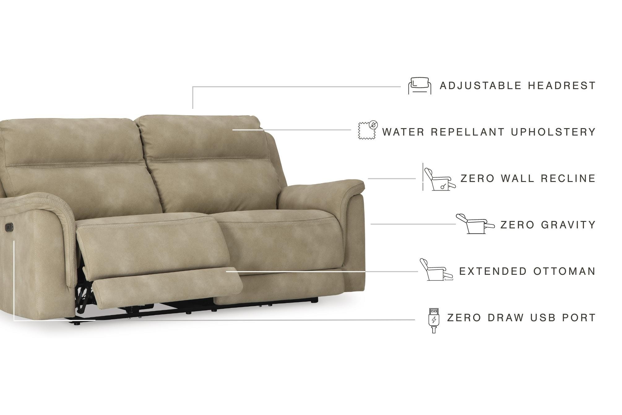 Signature Design by Ashley Next-Gen DuraPella 2 Seat Pwr Rec Sofa Adj Hdrest