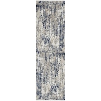 2'2" x 7'6" Ivory/Navy Runner Rug