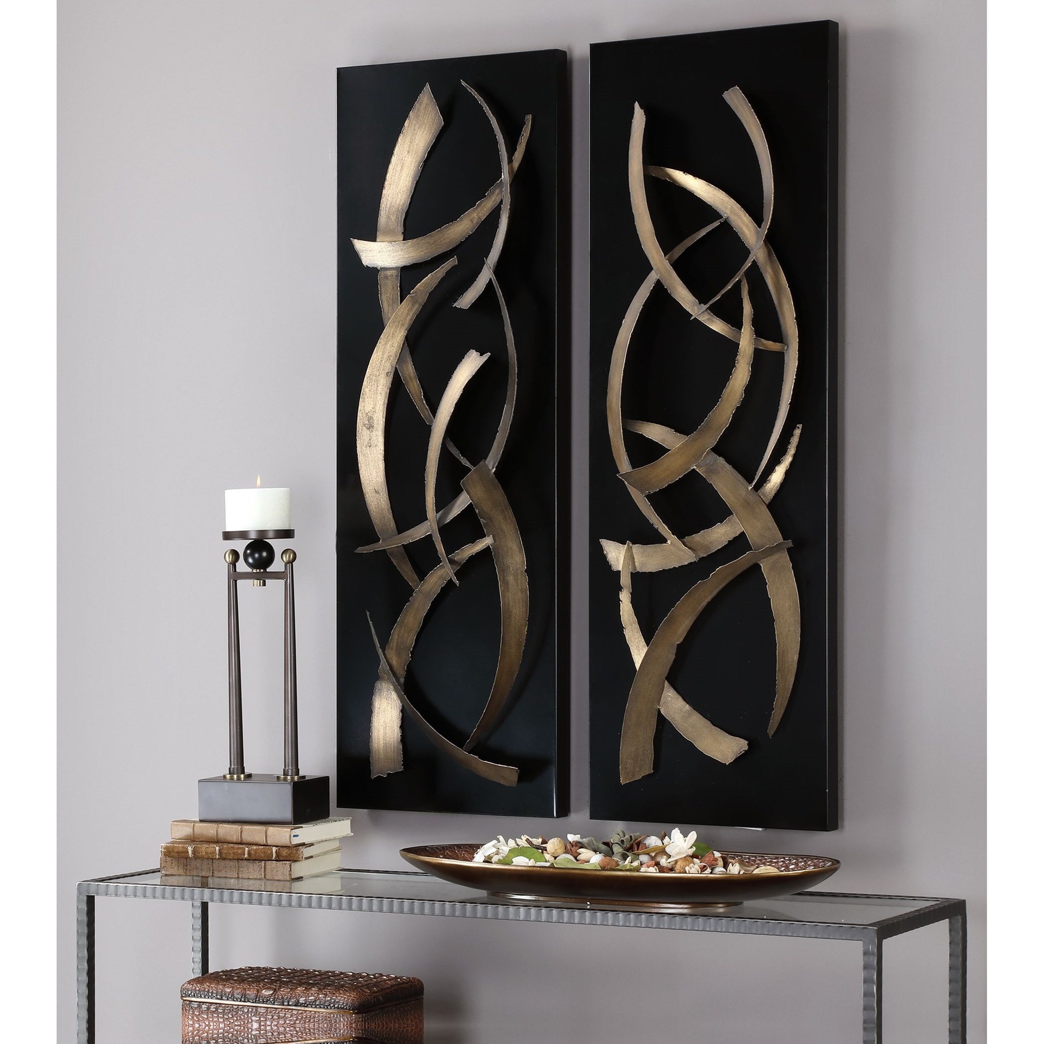 Uttermost Alternative Wall Decor Brushstrokes Metal Wall Art, S/2