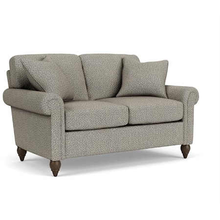 Transitional Loveseat with Rolled Arms