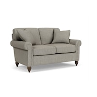 Transitional Loveseat with Rolled Arms