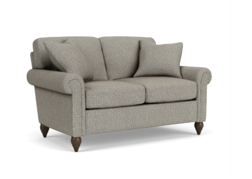 Transitional Loveseat with Rolled Arms