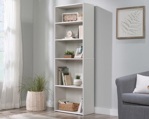 Transitional 5-Shelf Bookcase with Adjustable Shelves