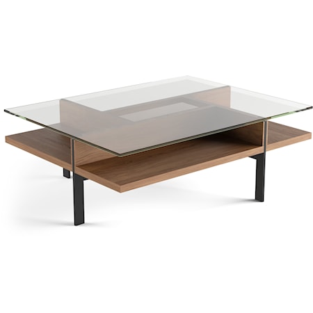 Contemporary Rectangular Coffee Table with Glass Top