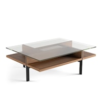 Contemporary Rectangular Coffee Table with Glass Top