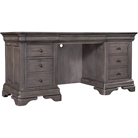 Traditional Credenza Desk with Wireless Phone Charging