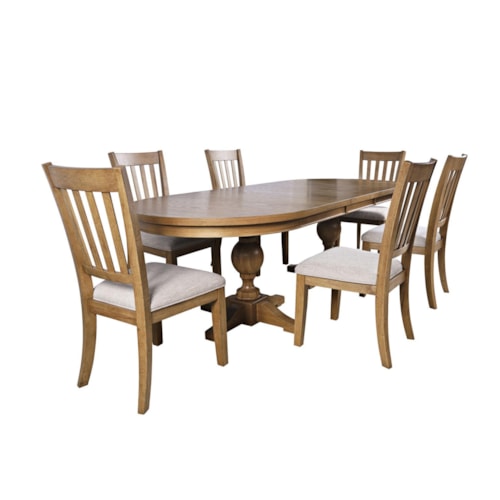 Transitional 7-Piece Dining Set with Oval Table Top