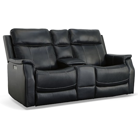 Power Reclining Console Loveseat with Power Headrest & Lumbar