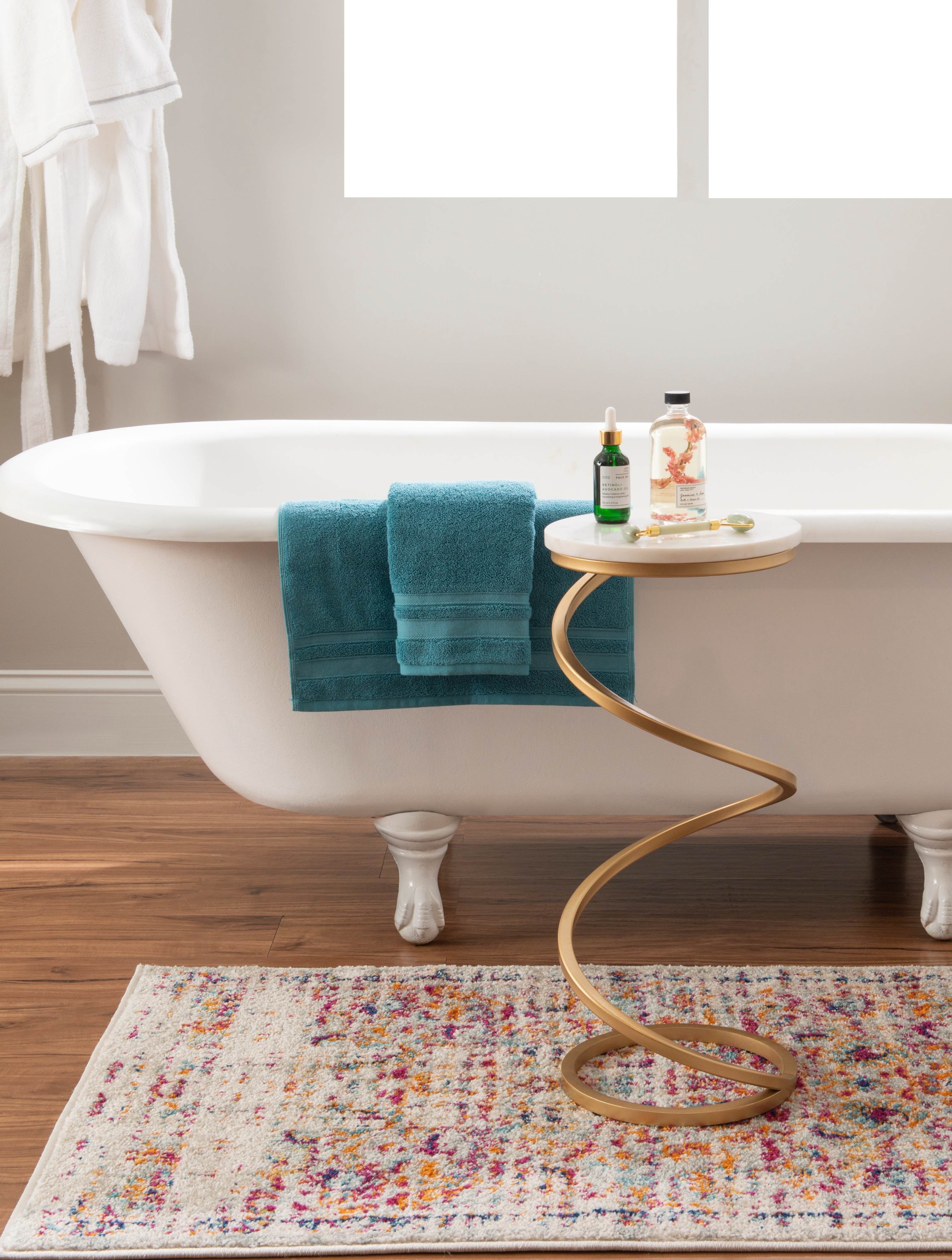 Spiral Drink Table White Marble