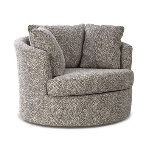 Casual Oversized Swivel Chair with Three Back Pillows