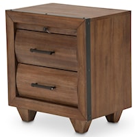 Rustic 2-Drawer Nightstand with Velvet-lined Drawers