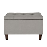 Transitional Storage Bench with Grid-Tufted Seat in Glacier