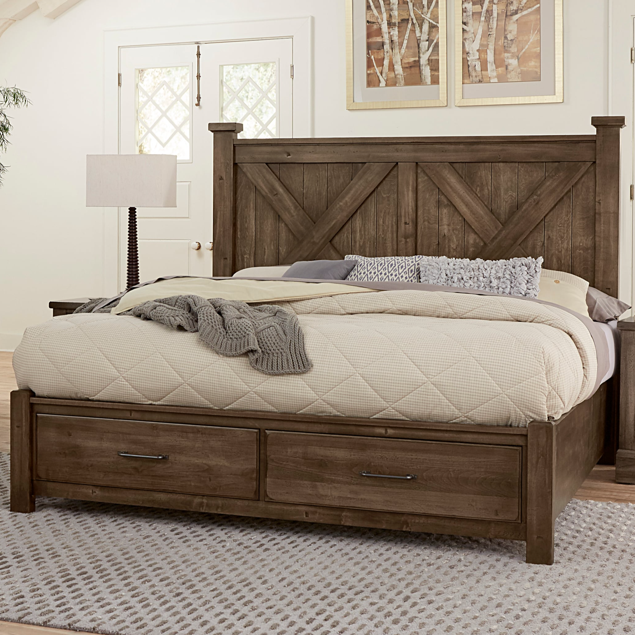 Queen "X" Panel Bed