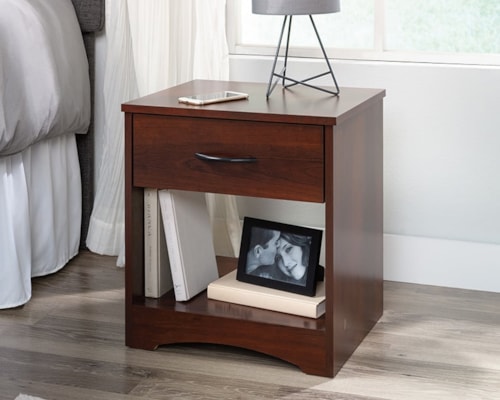 Transitional 1-Drawer Nightstand with Lower Storage Shelf
