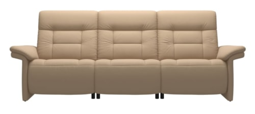 Contemporary Power Reclining Sofa with Power Headrests & Upholstered Arms