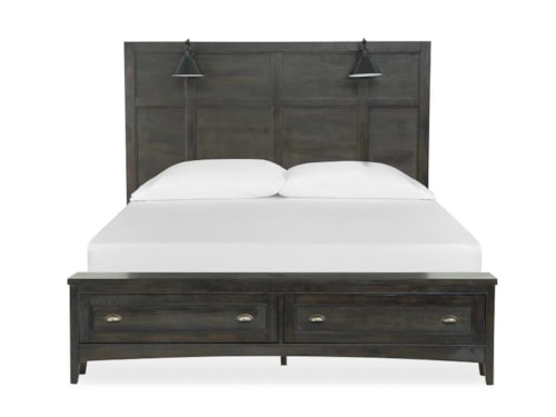 Traditional King Lamp Panel Storage Bed