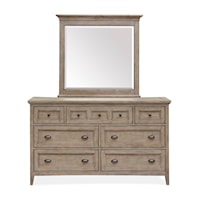 Seven Drawer Dresser and Mirror Set with Felt-Lined Top Drawers