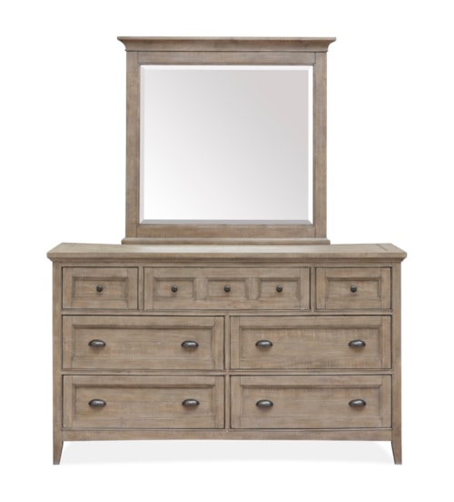 Seven Drawer Dresser and Mirror Set with Felt-Lined Top Drawers