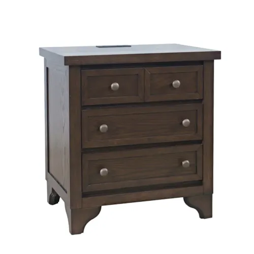 Transitional 4-Drawer Nightstand with Power Strip