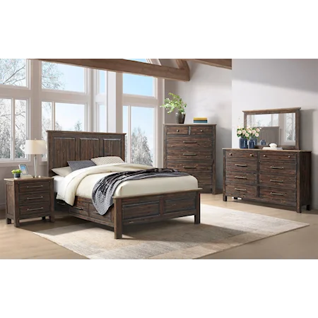 Transitional Five-Piece Queen Storage Bedroom Set