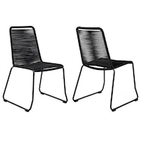 Outdoor Patio Dining Chair in Black Powder Coated Finish with Black Textiling - Set of 2