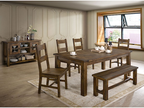 6 Pc. Dining Table Set w/ Bench
