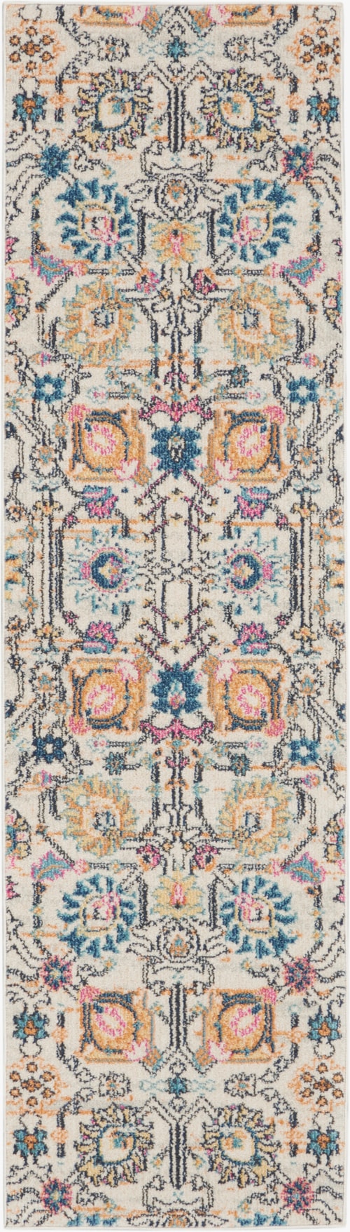 2'2" x 7'6" Ivory/Multi Runner Rug