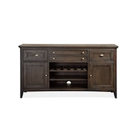 4-Drawer Buffet with Wine Bottle Rack