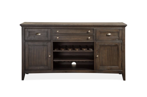 4-Drawer Buffet with Wine Bottle Rack