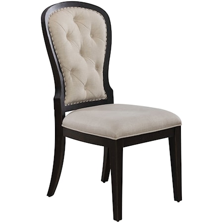 Transitional Upholstered Side Chair with Tufted Back