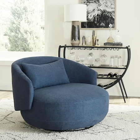 Contemporary Upholstered Swivel Cuddler Accent Chair - Midnight