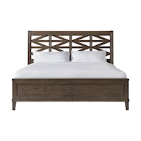 Transitional King Panel Bed with Lattice Headboard