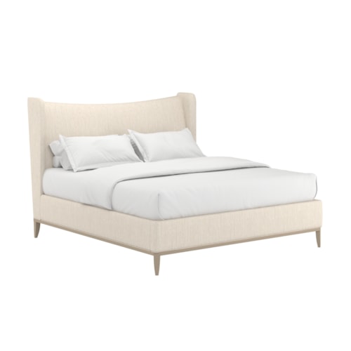 Edwin King Wing Shelter Upholstered Bed- Creme