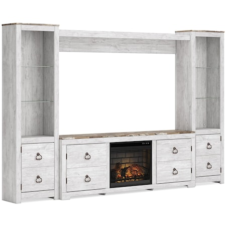 4-Piece Entertainment Center With Electric Fireplace