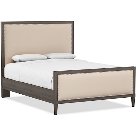 Transitional Queen Upholstered Panel Bed