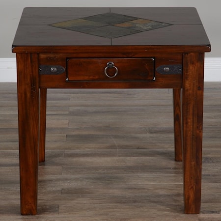 End Table with Slate Tiles