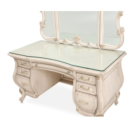 7-Drawer Vanity Desk and Mirror