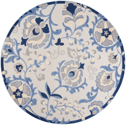 7'10"  Blue/Grey Round Rug