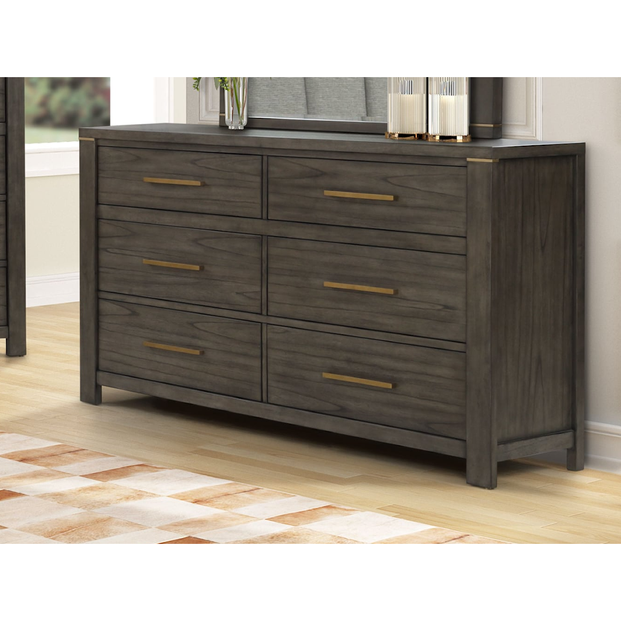 Alex's Furniture 8481A Dresser W/ Full Extension Drawer Glides