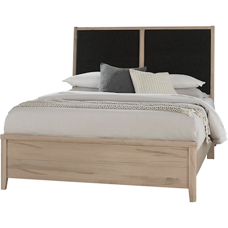 Transitional Queen Upholstered Panel Bed with Low-Profile Footboard