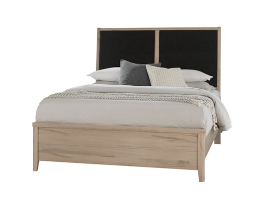 Transitional Queen Upholstered Panel Bed with Low-Profile Footboard