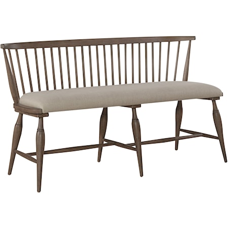 Transitional Upholstered Windsor Bench with Splayed Legs