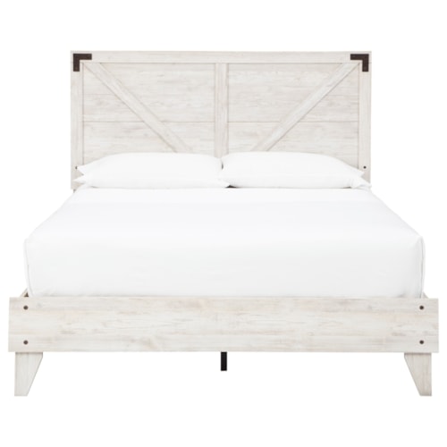 Farmhouse Queen Platform Bed with Panel Headboard