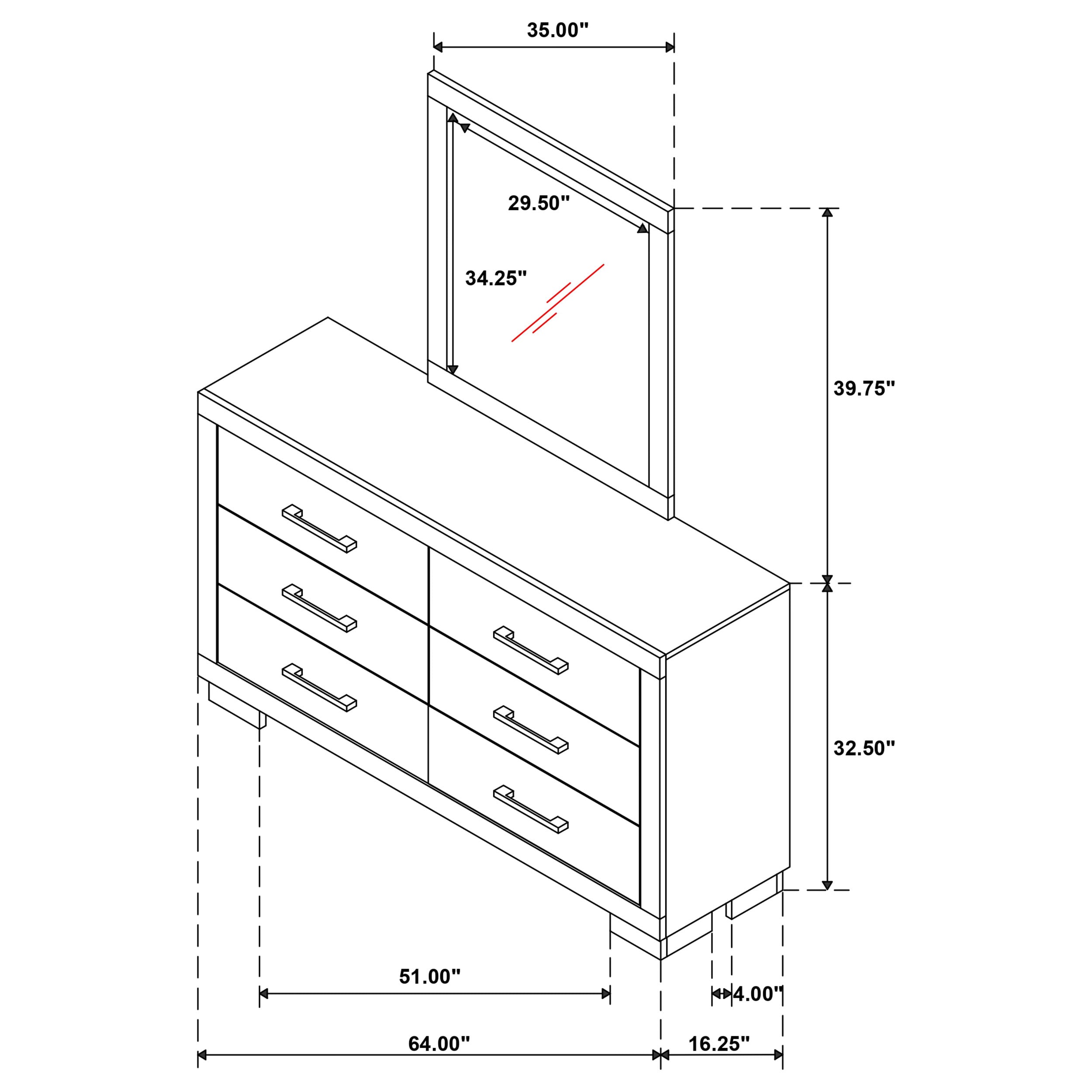 Coaster Jessica Dresser w/ Mirror Snow