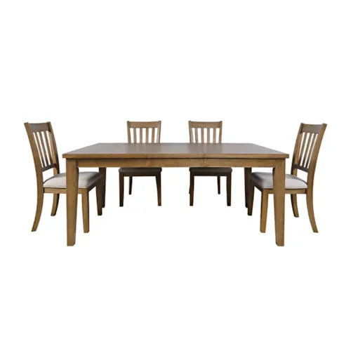 Transitional 5-Piece Dining Set with Upholstered Seats